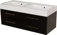 Szafki łazienkowe - Szafka łazienkowa czarna 120cm BELLI GOLD z umywalką podwójną - miniaturka - grafika 1