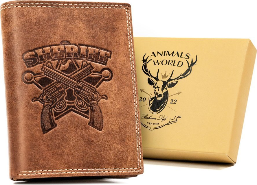 Always Wild Duży, Pionowy Portfel Męski Ze Skóry Naturalnej