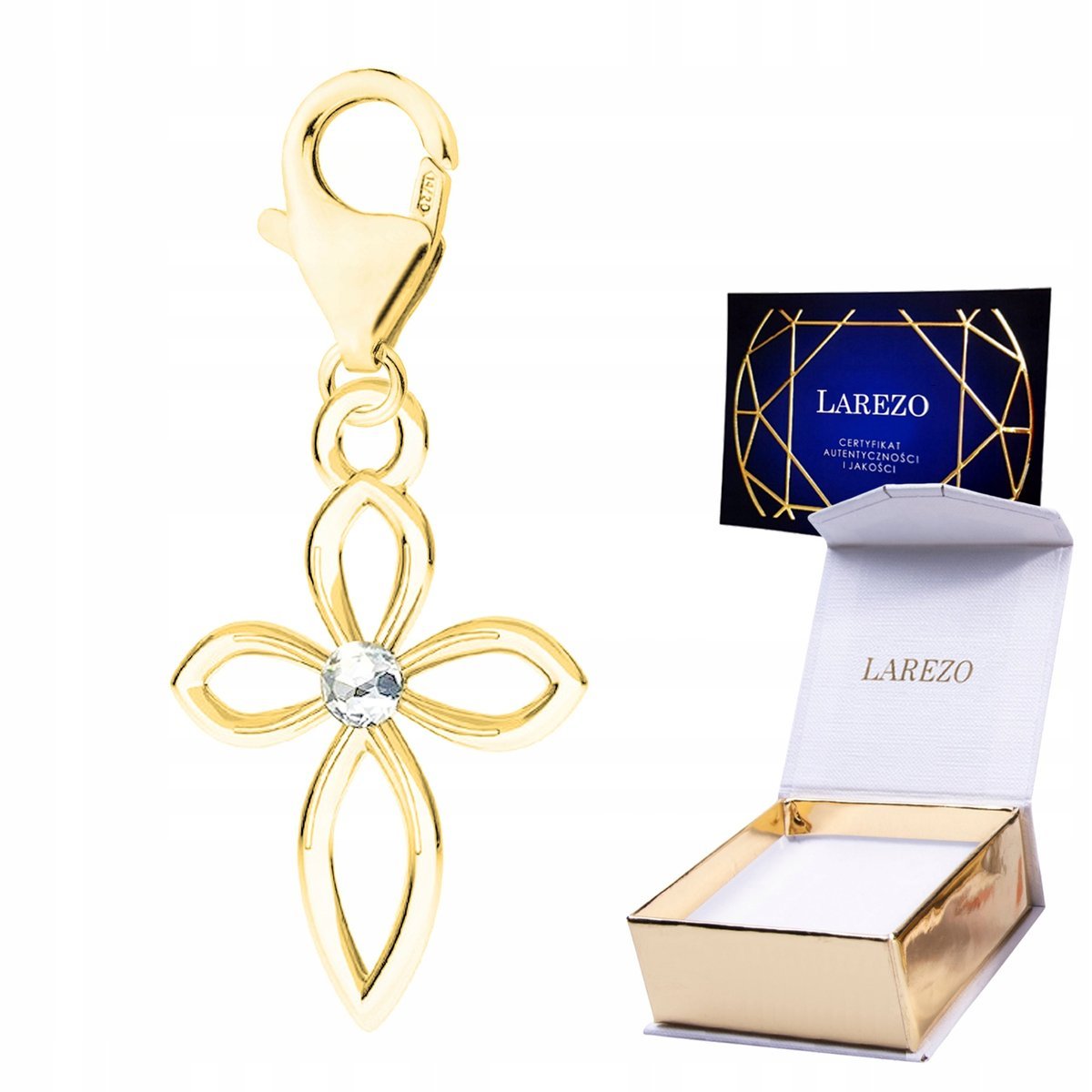 ZAWIESZKA ZŁOTA Wisząca z Krzyżem Cyrkonia Krzyżyk Krzyż Wiara SREBRO 925