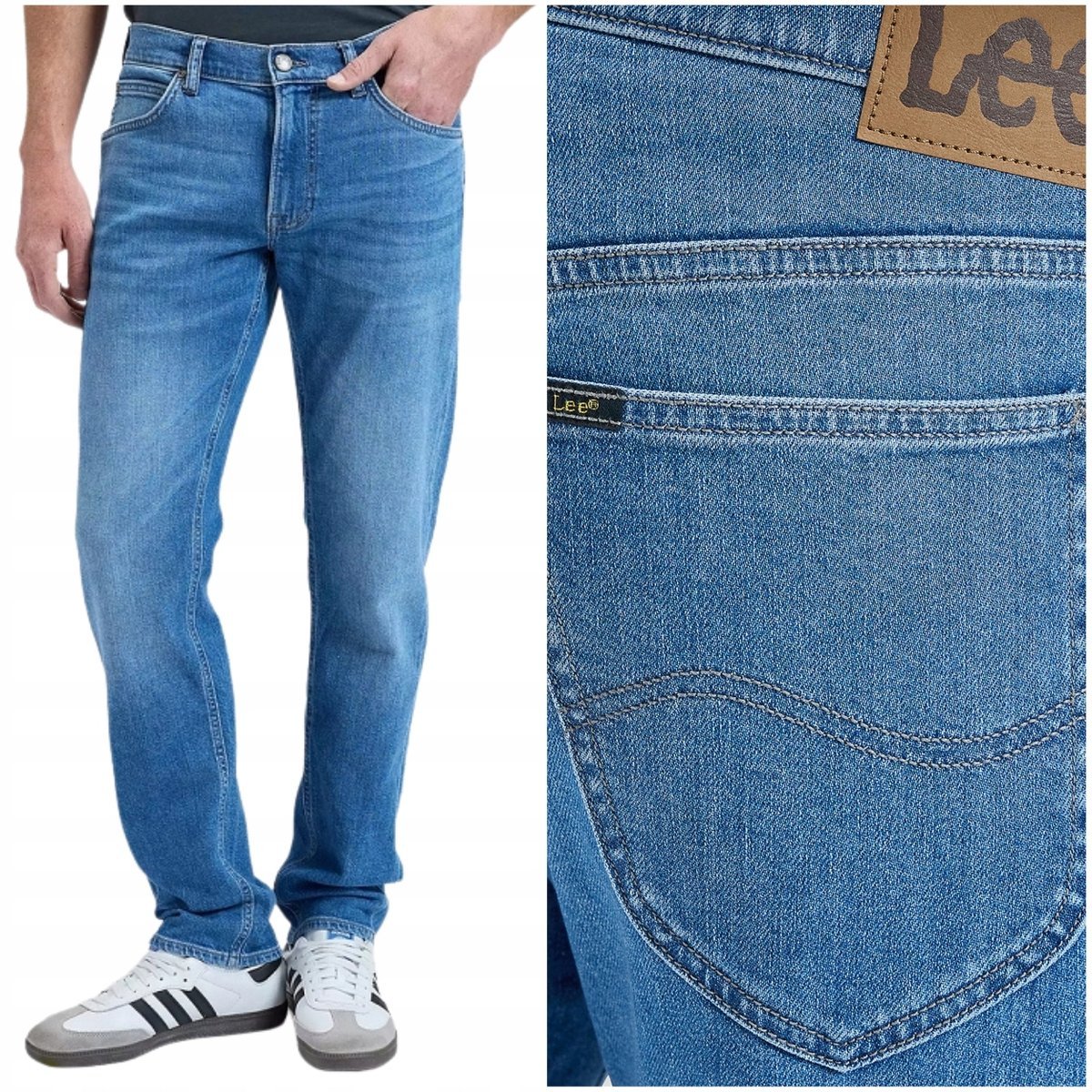 Lee Daren Zip Fly Skyfall proste cienkie letnie spodnie jeansowe W36 L32