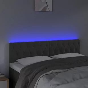 Lumarko Zagłówek do łóżka z LED, ciemnoszary, 160x7x78/88 cm, aksamit - Inne meble do sypialni - miniaturka - grafika 4