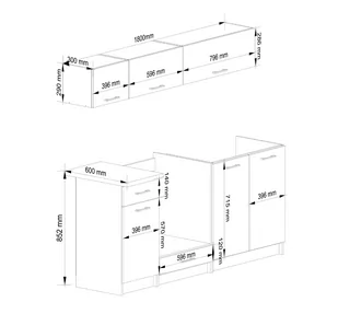 MEBLE KUCHENNE ZESTAW OLIWIA G1 1.8M BIAŁY-BETON - Inne meble do salonu - miniaturka - grafika 2