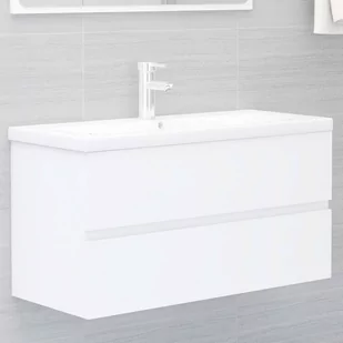 VidaXL Lumarko Szafka pod umywalkę, biała, 90x38,5x45 cm, płyta wiórowa 804755 VidaXL - Szafki łazienkowe - miniaturka - grafika 1
