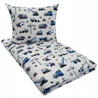Pościel dla dzieci - Pościel Dziecięca 100x160 + 50x60 Koparki Niebieskie Na Białym - miniaturka - grafika 1