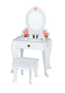Figurki dla dzieci - Toaletka Drewniana Biała Serduszka Lustro - miniaturka - grafika 1