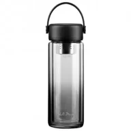 Butelki termiczne - Vialli Design Butelka z podwójną ścianką i zaparzaczem Fuori czarna 30176 350 ml - miniaturka - grafika 1