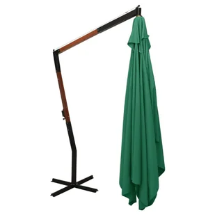 Wiszący parasol z drewnianym słupkiem, 400x300 cm, zielony - Parasole ogrodowe - miniaturka - grafika 5
