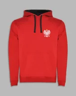 Bluzy męskie - Bluza kangurek z kapturem Polska czerwona z orzełkiem mini-L dla kibica Polski - miniaturka - grafika 1