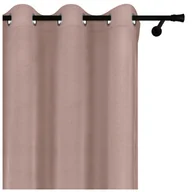 Zasłony - Voppi Krótka zasłona okienna na przelotkach 140 x 160 cm gruba beżowa zasłona welurowa do pokoju salonu sypialni - miniaturka - grafika 1