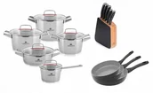 Zestawy garnków i patelni - Gerlach Zestaw Garnków 10 El. Superior + Zestaw Noży W Bloku + 3X Patelnie 20, 24, 28 Cm - miniaturka - grafika 1