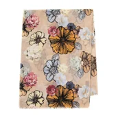 Apaszki i szaliki męskie - Damski delikatny szal w motyw kwiatowy beżowo-pomarańczowy - miniaturka - grafika 1