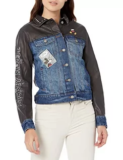 Kurtki damskie - Desigual Damska kurtka Chaq_Mickey World Faux Leather Jacket, czarny, S - grafika 1