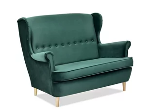 SOFA Z WELURU MALMO ZIELONA NA BUKOWYCH NÓŻKACH DO SALONU - Sofy i kanapy - miniaturka - grafika 1