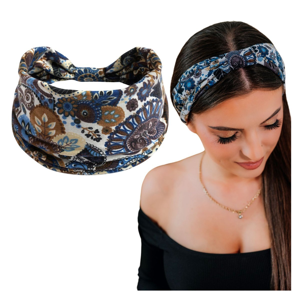 Opaska do Włosów Biała Turban na Głowę Szeroka Elastyczna MIŁA W DOTYKU