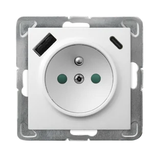 Ospel gniazdo pojedyncze z ładowarką USB A+C IMPRESJA - biały - Gniazdka elektryczne - miniaturka - grafika 1