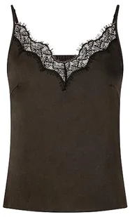 Morgan Damska bluzka z cienkimi ramiączkami z koronką Olena Dark Khaki T36, Pianka/Czarny, 34 - Bluzki damskie - miniaturka - grafika 1