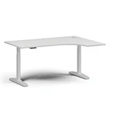 Stoły i stoliki do biura - Stół z regulacją wysokości, elektryczny, 675-1325 mm, narożnik prawy, blat 1600x1200 mm, podstawa biała, biała - miniaturka - grafika 1