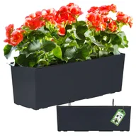 Kwietniki - DONICZKA WISZĄCA SKRZYNKA BALKONOWA DONICA OGRODOWA ANTRACYT KWIETNIK WKŁAD - miniaturka - grafika 1