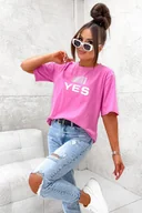Koszulki i topy damskie - T-SHIRT Z KODEM KRESKOWYM YES-NO- RÓŻOWA - Olika - miniaturka - grafika 1