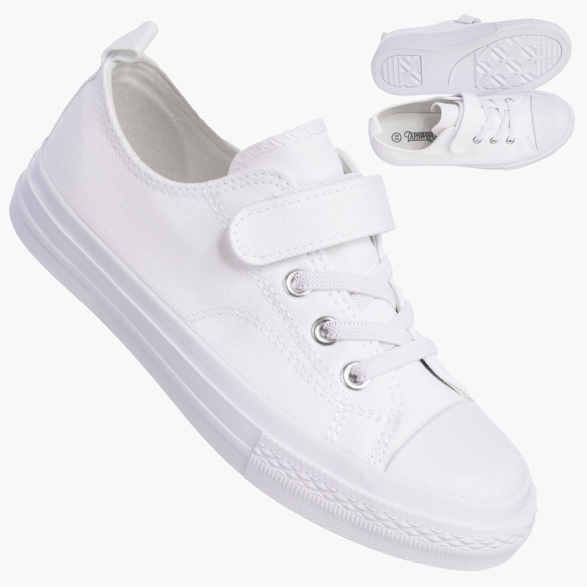 Trampki Dziecięce na Rzepy Buty Białe Materiałowe Sportowe RC06P RC05P Biały 34