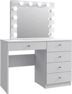 Toaletki - Meblowa 1 Toaletka PATRICIA 3 MEGA biały mat z lustrem w stylu glamour MEBLOWA 1 - miniaturka - grafika 1