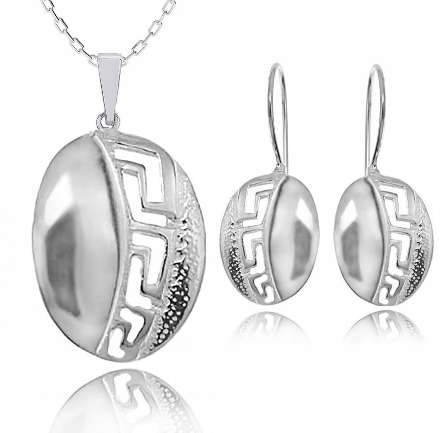 Komplet Biżuterii Srebrnej Z Greckim Wzorem Pr.925