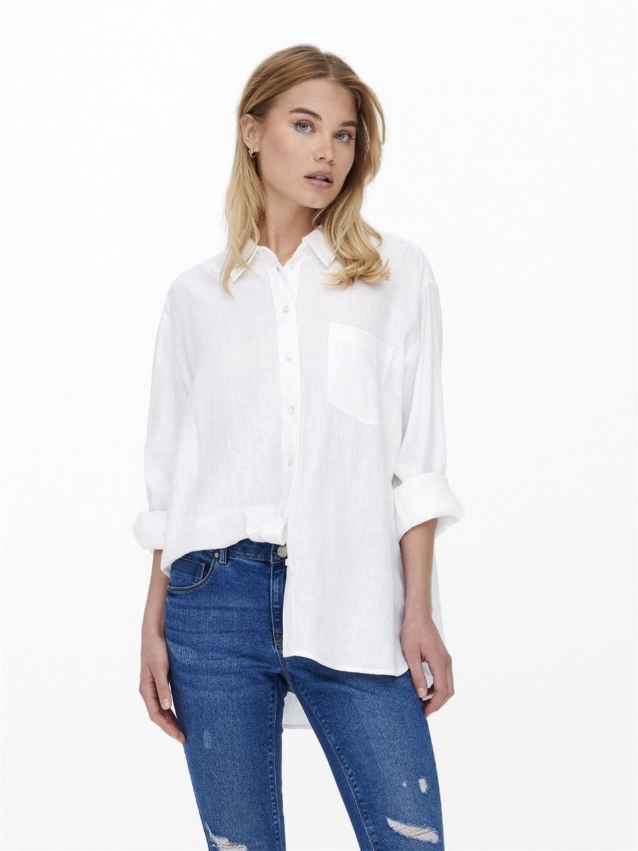 camicie donna only 15259585 tokyo linen shirt bright white