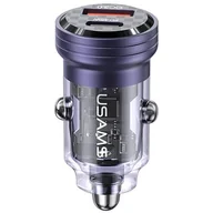 Ładowarki samochodowe - USAMS Ład. sam. C35 USB+USB-C 45W Fast Charge fioletowy/purple CC175CC02 (US-CC175) - miniaturka - grafika 1
