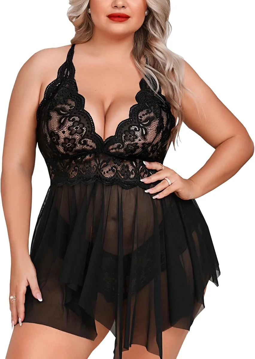 KOSZULKA BIELIZNA HALKA KORONKA PLUS SIZE SEXY NOCNA PASEK WIECZOROWA