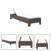 Leżaki ogrodowe - The Living Store Leżak z poduszką - brązowy - polirattanowy - Leżak - miniaturka - grafika 1