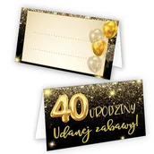 Kartki okolicznościowe i zaproszenia - Winietki na Stół na 40 Urodziny Złote Balony - 10 sztuk - miniaturka - grafika 1
