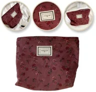 Kosmetyczki, organizery i kuferki - Ecarla Kosmetyczka ks118 bordowa w czerwone kwiatuszki - miniaturka - grafika 1
