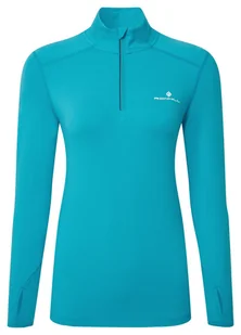RONHILL Bluza biegowa damska CORE THERMAL 1/2 ZIP TEE azure/bright white - Bluzy sportowe damskie - miniaturka - grafika 1