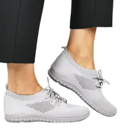 Półbuty damskie - DAMSKIE PÓŁBUTY SPORTOWE WIĄZANE SIATKI NEWS 1020 SZARE - miniaturka - grafika 1