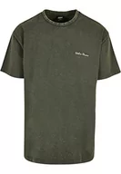 Koszulki męskie - Urban Classics Męski T-Shirt Oversized Small Embroidery Tee z okrągłym dekoltem, dostępny w 3 różnych kolorach, rozmiar S do 5XL, zielony butelkowy, XXL - miniaturka - grafika 1