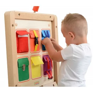 Masterkidz Kieszonki Do Zamykania i Otwierania Zamki Tablica Ścienna Masterkidz ME12517 - Tablice dla dzieci - miniaturka - grafika 1