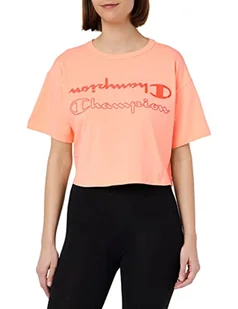 Champion Damska koszulka sportowa C-Sport Quick Dry Logo Boxy S/S, Flaming Kolor Różowy, S - Koszulki i topy damskie - miniaturka - grafika 1