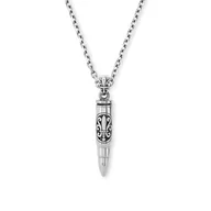 Naszyjniki męskie - SAVE BRAVE Naszyjnik męski z zawieszką w kształcie nabojów ze stali nierdzewnej, w zestawie opakowanie na biżuterię, Verstellbar, Stal nierdzewna, Bez kamieni szlachetnych - miniaturka - grafika 1