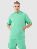 Bluzy męskie - 4F Bluza z krótkim rękawem z kapturem męska - zielona 3XL - miniaturka - grafika 1