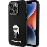 Etui i futerały do telefonów - Etui Karl Lagerfeld KLHCP15LSMHKNPK iPhone 15 Pro czarny/black Silicone Ikonik Metal Pin - miniaturka - grafika 1