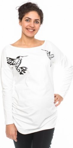 Be MaaMaa Koszulka ciążowa, bluza Kolibri - biały, rozm. L