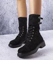 Botki damskie - Czarne ażurowe botki Legault-38 - miniaturka - grafika 1