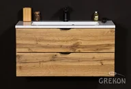 Szafki łazienkowe - Szafka łazienkowa z umywalką wisząca dąb naturalny 80 cm Victa Gante - miniaturka - grafika 1