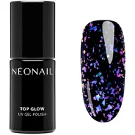 Lakiery hybrydowe - Top hybrydowy Top Glow Violet Aurora Flakes 7,2 ml - miniaturka - grafika 1