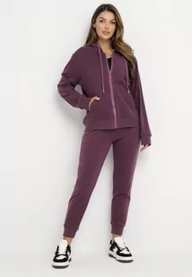 Ciemnofioletowy 2-częściowy Komplet Dresowy z Bluzą i Spodniami Seraphelle - Dresy damskie - miniaturka - grafika 1
