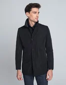 Płaszcze męskie - płaszcz chiusato czarny - miniaturka - grafika 1