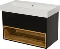 Szafki łazienkowe - Szafka łazienkowa czarna loft 85cm SPACE z umywalką - miniaturka - grafika 1