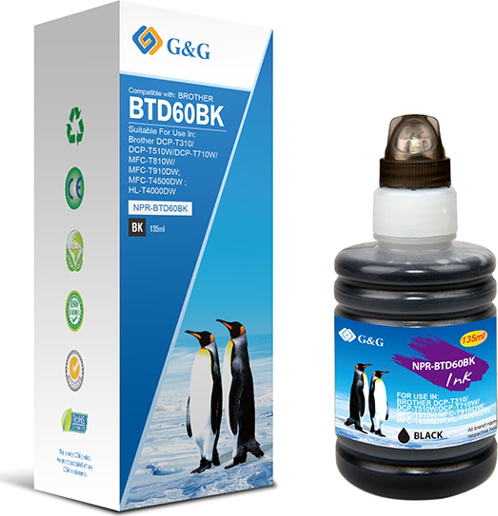 Tusz G&G G&G kompatybilny ink / tusz z BTD60BK, NPR-BTD60BK, black, 6500s