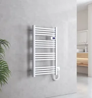 Ręczniki - EMKE Grzejnik łazienkowy elektryczny biały Suszarka do ręczników z termostatem 960 x 540 mm Grzejnik z zegarem i wyświetlaczem cyfrowym 500 W Wieszak na ręczniki - miniaturka - grafika 1