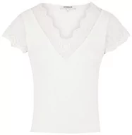 Swetry damskie - Morgan damski sweter z krótkim rękawem z koronką MHE Ecru TL, Off White, L - miniaturka - grafika 1